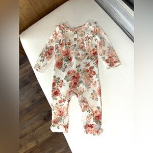 Laura Ashley Cream Floral Long-Sleeve One-Piece